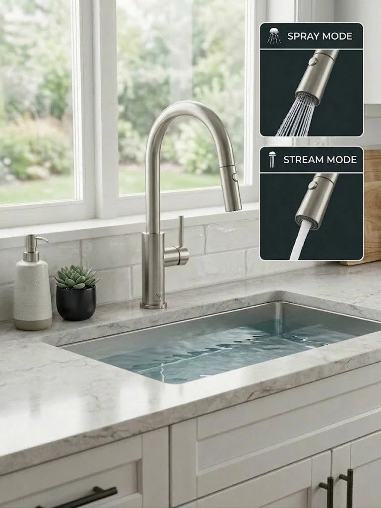 Pull Out Kitchen Mixer Brushed Nickel