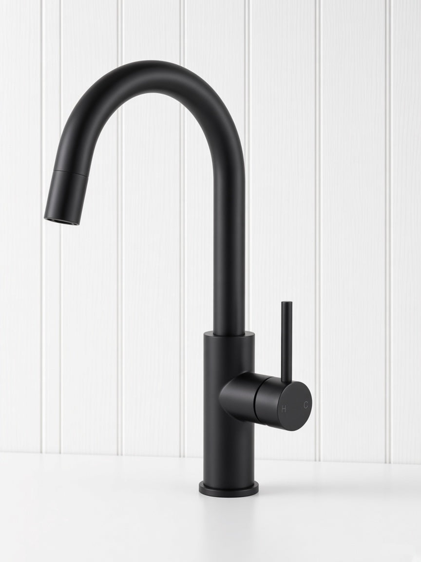 Round Kitchen Mixer Matte Black