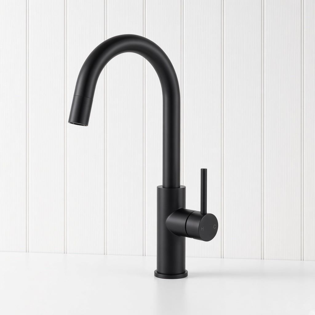 Round Kitchen Mixer Matte Black